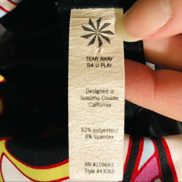 Athleta paisley swimwear top Tankini top only attached bra pull on style Sz Sm - Picture 13 of 16